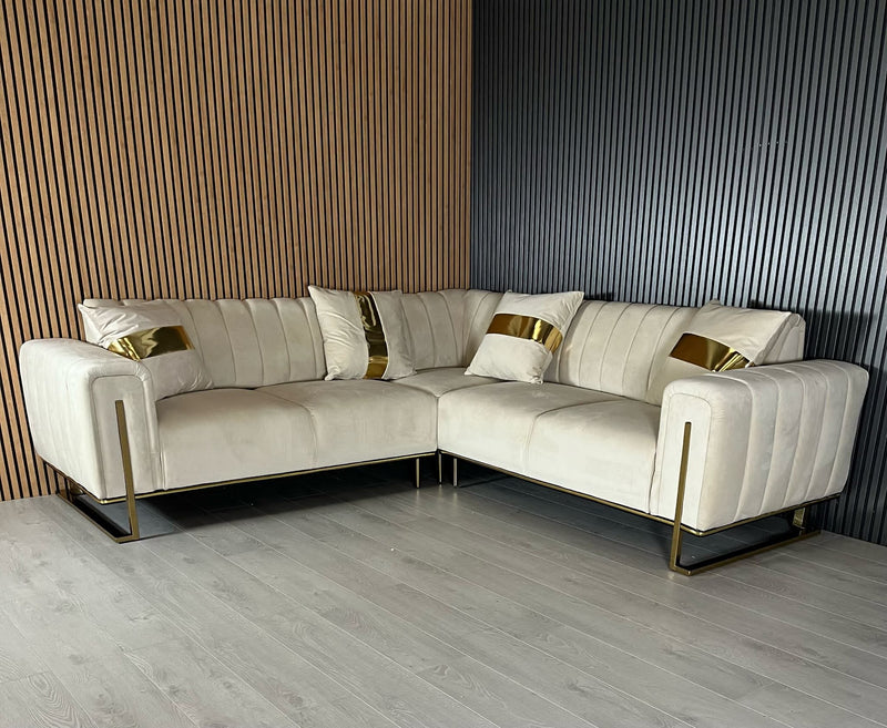 Genova Sofa Range 245cm x 245cm Corner Champagne & Gold