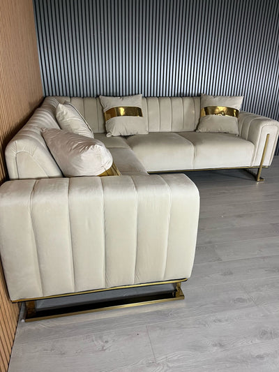 Genova Sofa Range 245cm x 245cm Corner Champagne & Gold