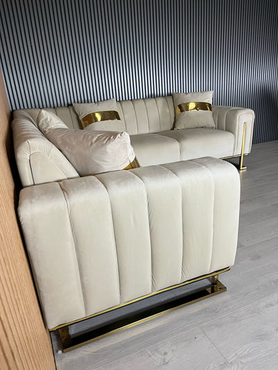 Genova Sofa Range 245cm x 245cm Corner Champagne & Gold