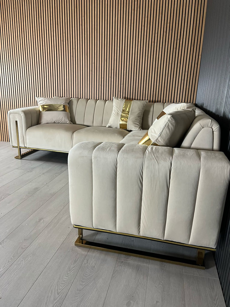 Genova Sofa Range 245cm x 245cm Corner Champagne & Gold