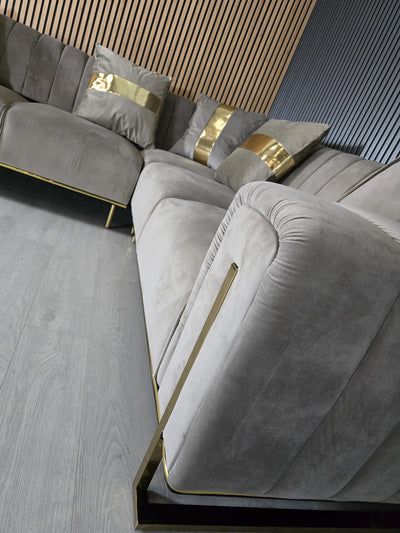 Genova Sofa Range 245cm x 245cm Corner Beige & Gold