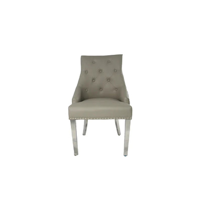 Roma PU Light Grey Lion  knocker Dining Chair