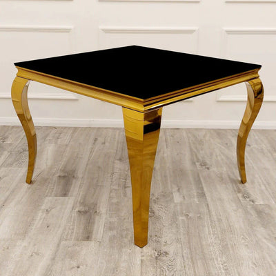 Louis Gold 1m Dining Table with Black Glass