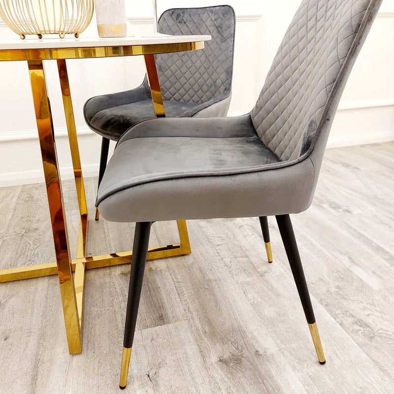 Luna Velvet crossed stich Dining Chair