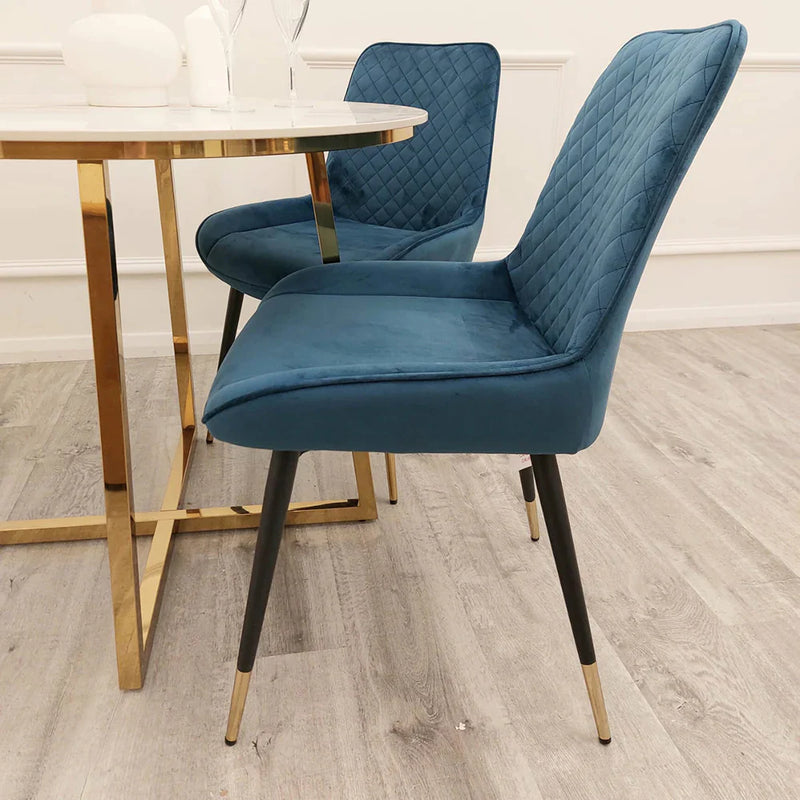 Luna Velvet crossed stich Dining Chair