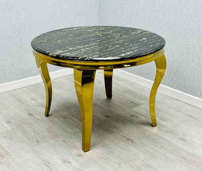 Sofia Round Marble Dining Table - Black & Gold