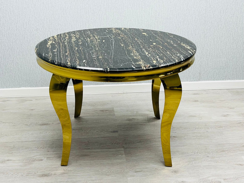 Sofia Round Marble Dining Table - Black & Gold