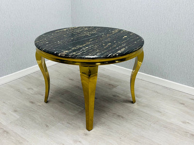 Sofia Round Marble Dining Table - Black & Gold