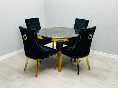 Sofia 110cm Round Dining Table + 4 x Majestic Round Knocker Chairs