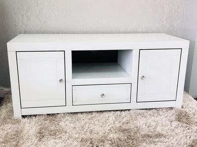 Jasmine Mirrored TV Unit White - Furniture Imports LTD