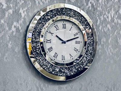 Crushed Diamond Round Wall Clock - Furniture Imports LTD