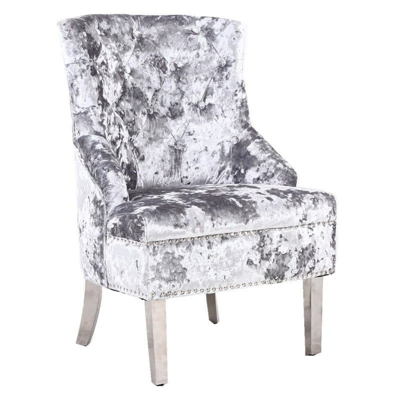 Silver Bedroom Crushed Velvet Wing Chair