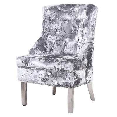 Silver Bedroom Crushed Velvet Wing Chair