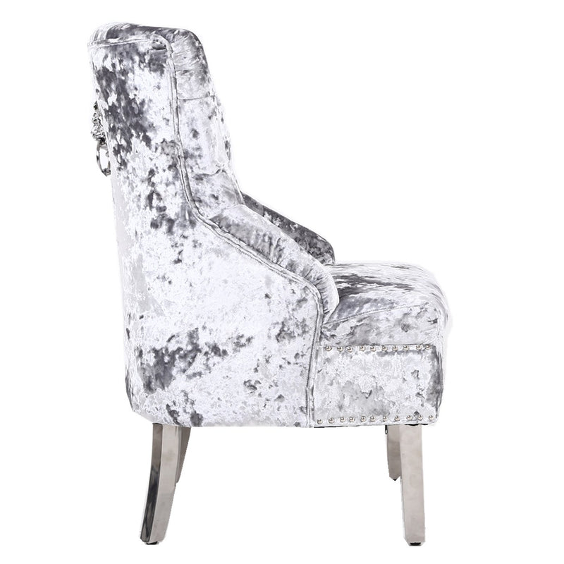 Silver Bedroom Crushed Velvet Wing Chair