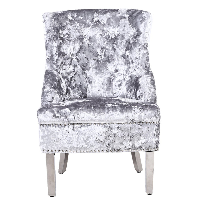 Silver Bedroom Crushed Velvet Wing Chair