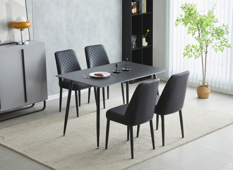 Oxford Ceramic Black Dining Table 1.2m & 4 Chairs