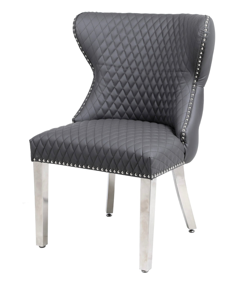 Valentino Hudson Grey Leather Dining Chair