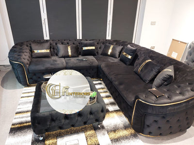 Chrometrimsofa goldtrimsofa velvetsofa dubaisofacollection plushvelvetsofas luxurysofa uniquesofas furniture sofas sofa cornersofa 3+2sofa homedecor design interiordesign livingroom home furnituredesigns love bespoke bespokesofas