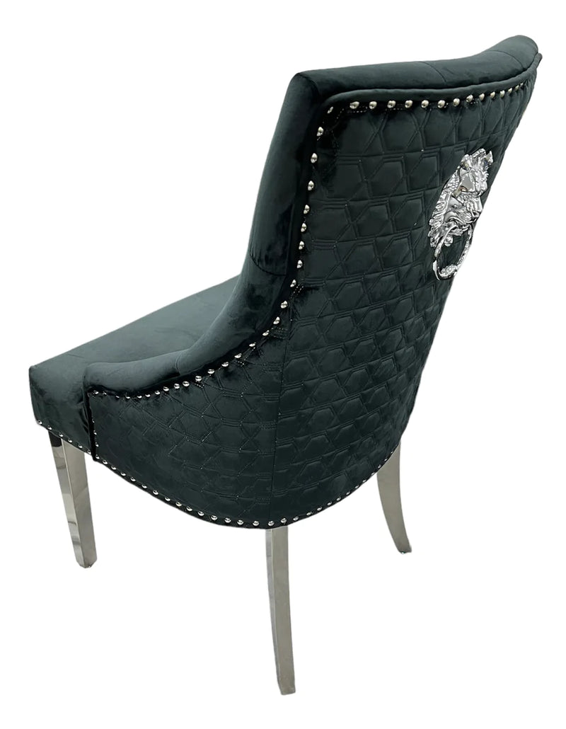 Lexi Chair Black Plush Velvet & Chrome Detailing