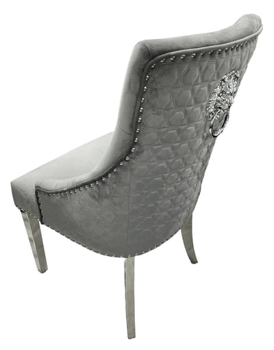 Lexi Chair Grey Plush Velvet & Chrome Detailing