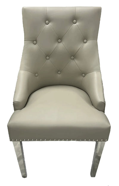 Roma PU Light Grey Lion  knocker Dining Chair