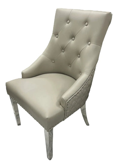 Lexi Chair Mink Pu Leather & Chrome Legs - Round Knocker