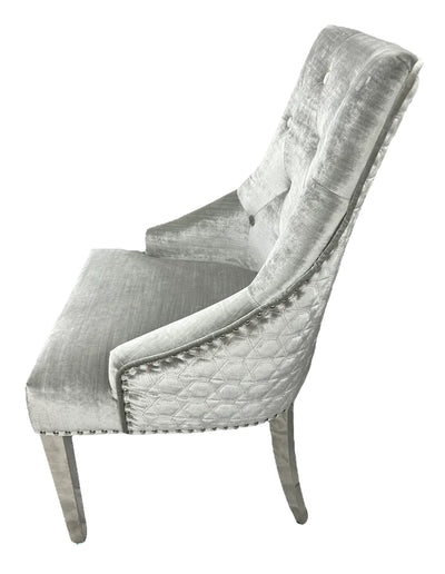 Lexi Chair Silver Shiny Pewter Velvet & Chrome Legs