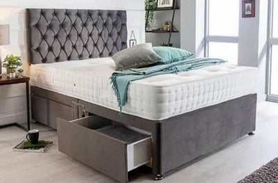 Eleana divan bed with draws + 54" high headboard + footboard