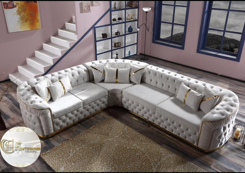 Chrometrimsofa goldtrimsofa velvetsofa dubaisofacollection plushvelvetsofas luxurysofa uniquesofas furniture sofas sofa cornersofa 3+2sofa homedecor design interiordesign livingroom home furnituredesigns love bespoke bespokesofas