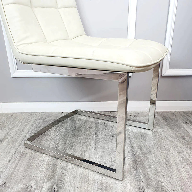Tara Faux Leather Dining Chair  with plain Back & Stitch Detail
