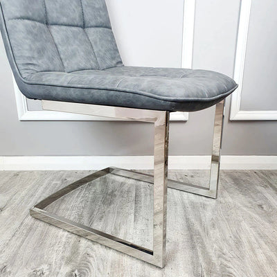 Tara Faux Leather Dining Chair  with plain Back & Stitch Detail