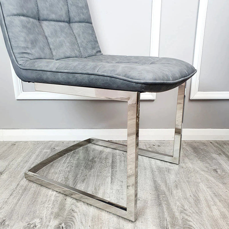 Tara Faux Leather Dining Chair  with plain Back & Stitch Detail