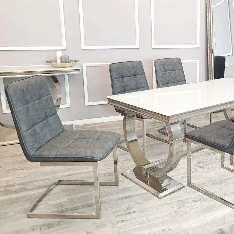 Tara Faux Leather Dining Chair  with plain Back & Stitch Detail