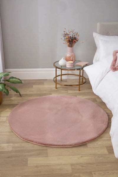 LUXE FAUX FUR RUG PLAIN BLUSH