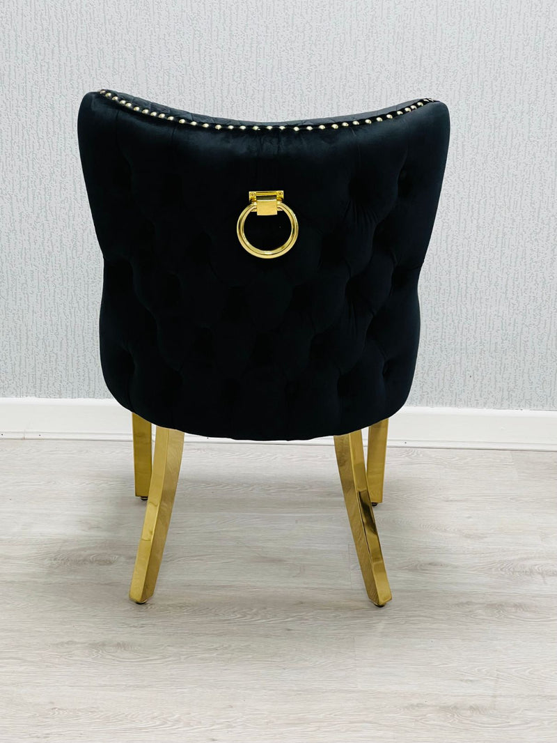 Valentino Gold Detailing Knocker back Dining Chairs