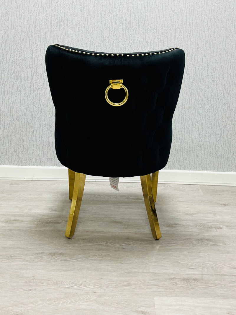 Valentino Gold Detailing Knocker back Dining Chairs