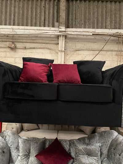 Balmain 3+2 Sofa in Black plush Velvet