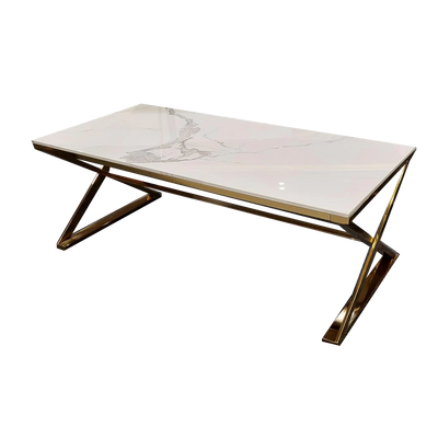 Zion Gold Coffee Table with Polar White Sintered Top