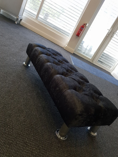 Crushed Velvet Chesterfield FootStool with CRYSTAL DIAMONDS