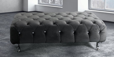 Italian Velvet Buttoned Footstool - Furniture Imports LTD
