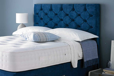 Monte Carlo Headboard tuffed headboard upholstered in the finest fabrics; crushed velvet, chenille, velvet or leather