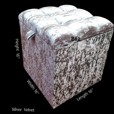crushed velvet Cubed Style Ottoman Box crushed velvet storage blanket 